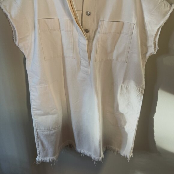 NWOT Everlane Denim Workwear Dress w/ Frayed Hem - Bone - Size XXL - Picture 5 of 15